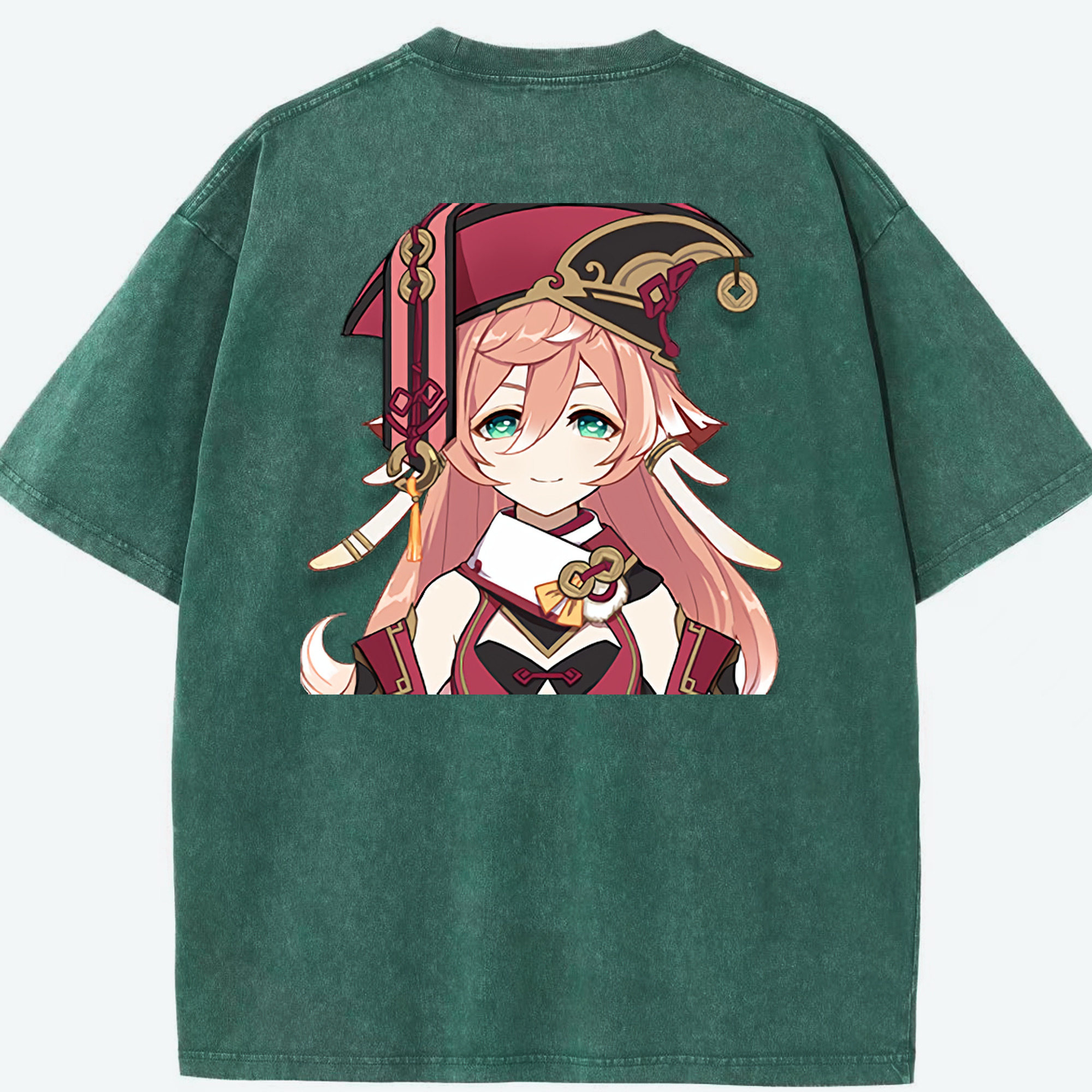 げんし神 ヤンフェイ genshin Yanfei 綿100% ヴィンテージ風 半袖Tシャツ（背面プリント）